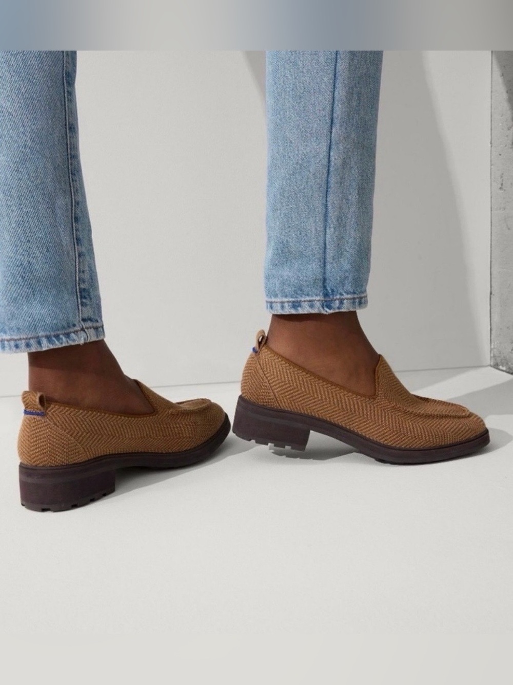 Rothy's The Lug Loafer Merino Wool Shoes In Teak Herringbone - Size 10